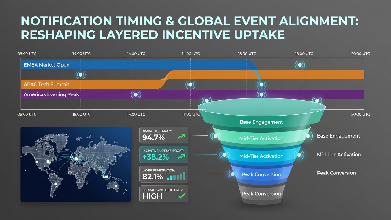 Global event calendar overlay on a mobile screen illustrating notification triggers for incentives in hybrid gaming apps