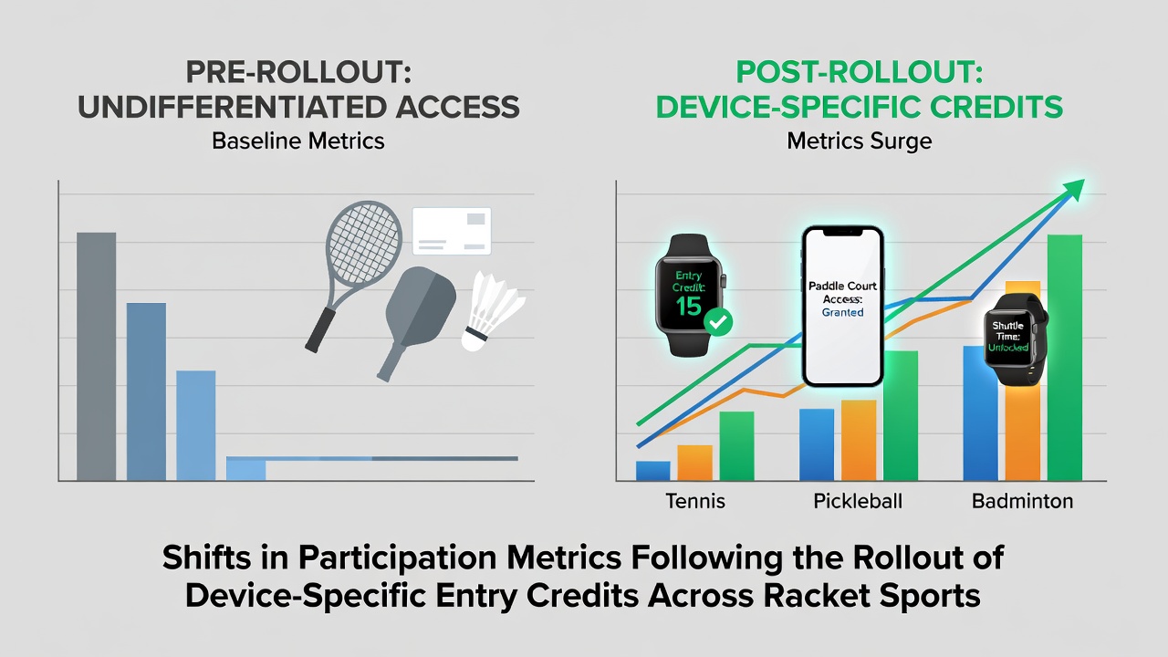 Chart illustrating mobile versus desktop participation changes in digital competitions and team athletics after credit rollout