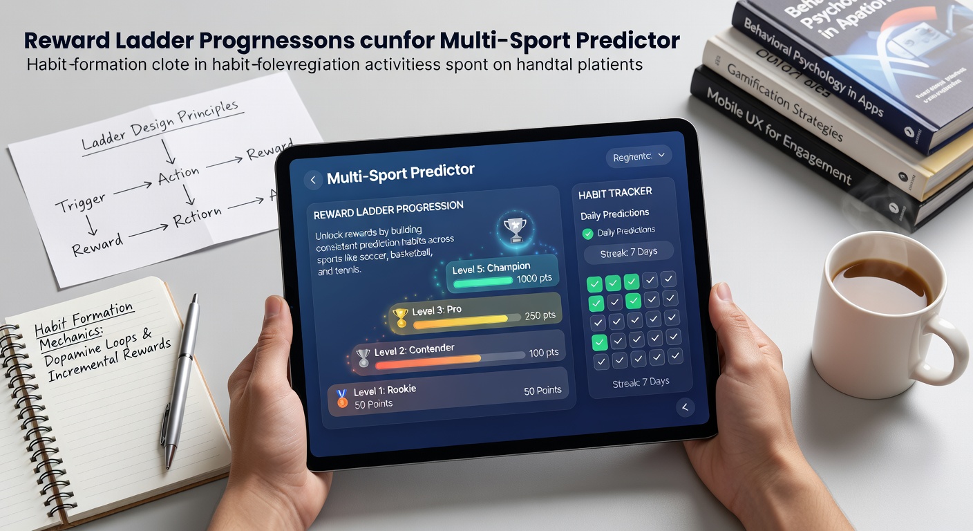 Mobile interface showing tiered reward ladders in a multi-sport prediction app on a handheld device