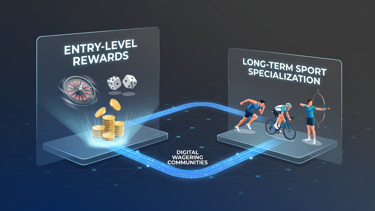 Digital wagering interface showing entry-level reward prompts alongside sports selection options for new users