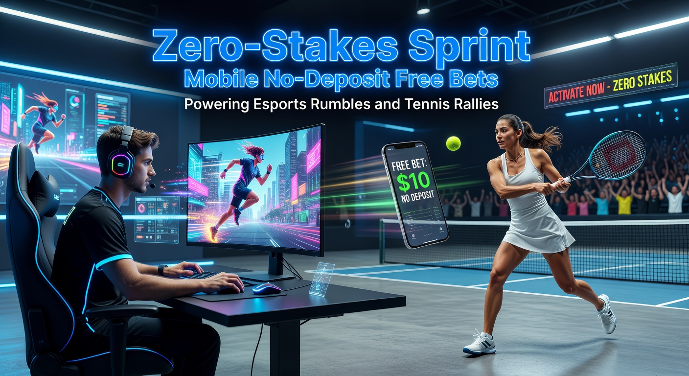 Mobile app displaying a no-deposit free bet offer on an esports match between two teams in a high-energy rumble
